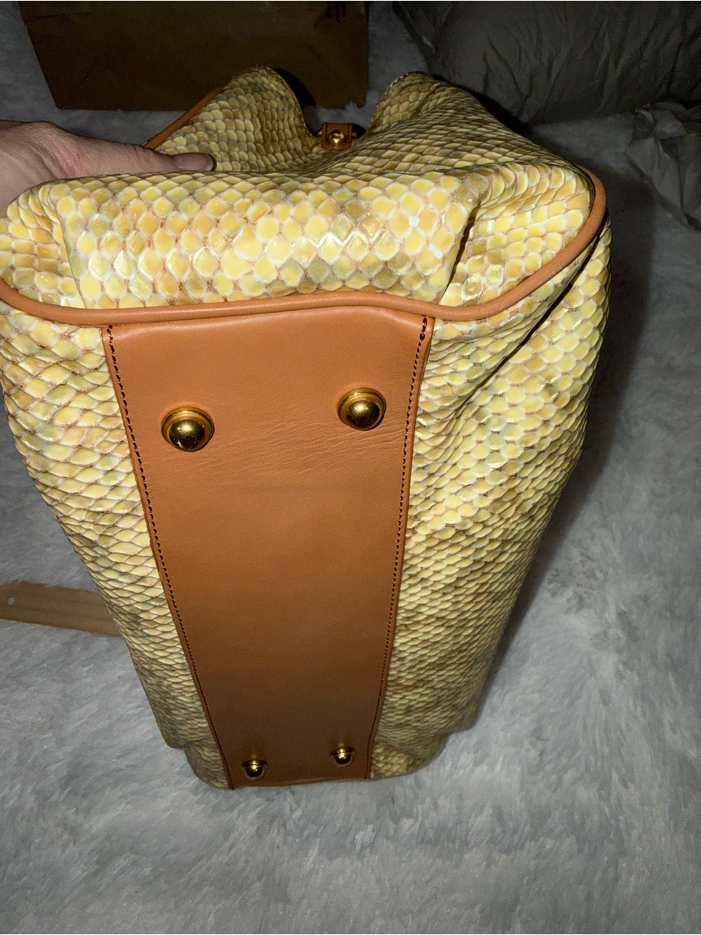 Brahmin Cream Snake-embossed Satchel - Picture 4 of 16